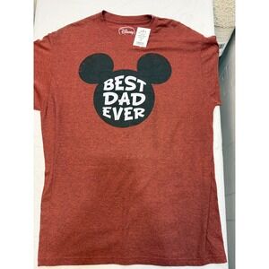 Disney Mickey‎ Mouse Best Dad Ever Graphic T Shirt Mens Large Red Heather